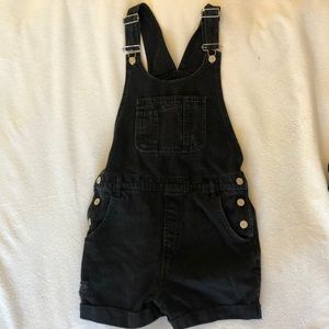 Top shop black denim overall shorts